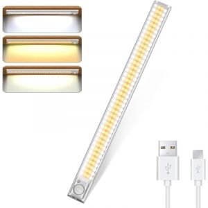 160LED Lampe Led Détecteur de Mouvement Interieur Sans Fil, Lampe Placard Nuit Rechargeable USB, Veilleuse Enfant Baladeuse de Secours pour Armoire