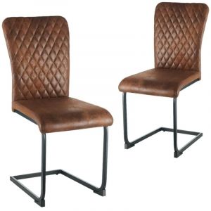 Lot de 2 Chaise de Bureau Design avec Dossier Grillagé JYMTOM — Confort Ergonomique et Élégance Moderne（simili-cuir, Marron）