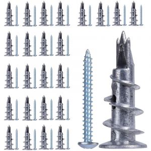 20 Pièces Cheville Placo, Durable Cheville Beton, Forte Capacité de Charge Vis Placo, Cheville Carreau de Platre en Métal, Pour Fixation Dans Pierre,