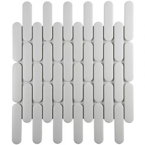 Mosa&iuml;que de gr&egrave;s c&eacute;rame KITKAT OVAL 9,8x2,3cm - Mosa&iuml;que Ovale 9,8x2,3 cm Blanc mat - bo&icirc;te de 0.90 m2 - Mosa&iuml;que Ovale 9,8x2,3 cm Blanc mat - bo&icirc;te