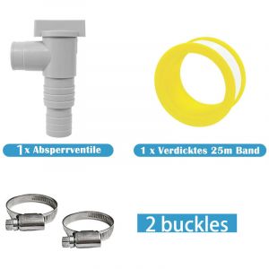 Kit de robinet d'arr&ecirc;t pour piscines hors sol avec raccord de tuyau de 32 mm : adaptateur pour tuyau de piscine, vanne d'arr&ecirc;t de 32 mm, accessoires