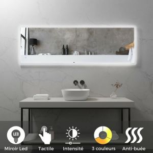 Saniverre - mellow Miroir led salle de bain 60 x 180 cm, anti-bu&eacute;e + &eacute;clairage et intensit&eacute; r&eacute;glables