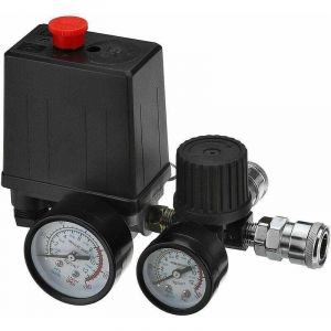 Pressostat/régulateur de pression pour compresseur d'air 220 V 0–180 PSI avec raccord rapide