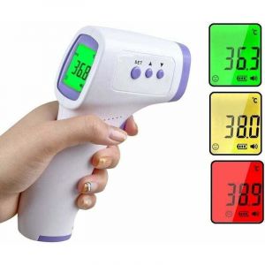 Vtizikl Thermom&egrave;tre Frontal Infrarouge m&eacute;dicale Thermometre sans Contact pour Adulte Enfant b&eacute;b&eacute;, Affichage LCD Mode avec indicateurs color&eacute;s Option