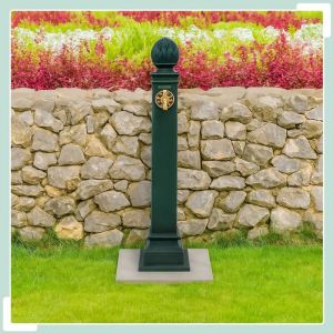 Fontaine de jardin antique avec robinet dore 80 cm