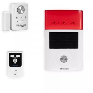 Kit autonome sans-fil sir&egrave;ne solaire d&eacute;tecteur ouverture choc porte et fen&ecirc;tre avec sir&egrave;ne + t&eacute;l&eacute;commande (gamme bt)