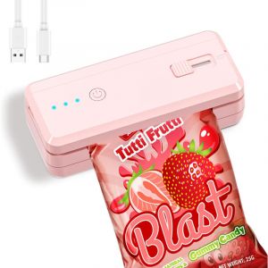Mini scelleuse de sacs 2 en 1 Scelleuse thermique et coupeuse Scelleuse rechargeable pour sacs de chips Scelleuse portable avec batterie lithium 1300