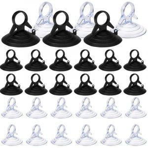 60 Pices Ventouse pare Soleil, 45mm Ventouse Sans Crochets Ventouse, PVC Ventouses Mini Ventouse Transparente et Noire Ventouse, Ventouse pour Vitre