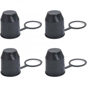 Lot de 4 capuchons de protection pour attelage de remorque avec anneau de s&eacute;curit&eacute; pour voiture, camping-car (noir)
