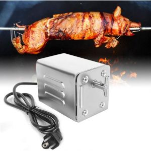 Moteur Tourne Broche de Barbecue Moteur El&eacute;ctrique en Acier Inoxydable Kit R&ocirc;tissoire Barbecue Charge Nominale 50-70kgF(EU Plug 220V)