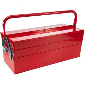 Caisse &agrave; outils vide, caisse m&eacute;tallique de rangement, caisse m&eacute;tal, bo&icirc;te &agrave; outils vide, 5 compartiments, avec poign&eacute;e, 21,2 l, rouge, 530 x 200 x