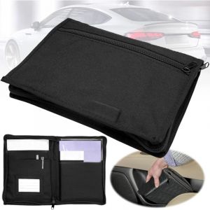 Largeight - Porte Document Voiture, Portable Organisateur de Boîte à Gants pour Voiture, Plusieurs Compartiments Pochette Papier Voiture,