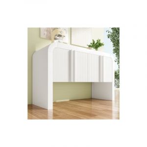 Wishdor - Buffet de salon, buffet blanc avec porte magnétique, cadre d'angle arrondi, dispositif anti-basculement, pour cuisine, salle à manger, salon