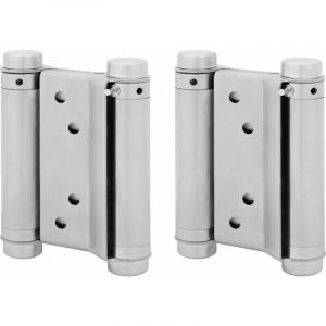 Paire charnière paumelle portes va-et-vient ressort double action acier inoxydable saloon western, 75 mm (max 15kg)