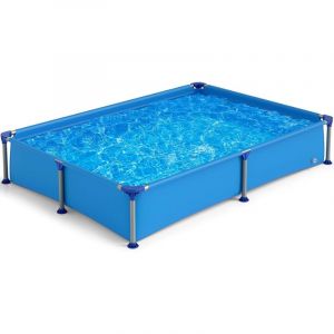GOPLUS Piscine Hors Sol 2,28 x 1,59 x 0,42 M, Piscine Enfant Rectangulaire Tubulaires avec Cadre en M&eacute;tal, Parois PVC R&eacute;sistant, Facile &agrave; Assembler
