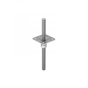 Fixtout - Embase Pied de poteau carrée réglable par vis galvanisé à ancrer - 100 x 330 x 3,0 mm