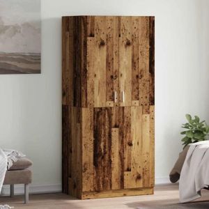 Armoire moderne, grande armoire de chambre &agrave; coucher avec 2 portes, grand espace de rangement, aspect bois recycl&eacute;, 90 x 52 x 200 cm, bois