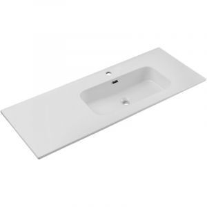 Vasque simple 120 cm avec plan en c&eacute;ramique blanche brillante &ndash; Design moderne et grand confort d&rsquo;utilisation