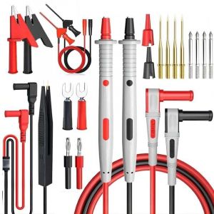 Kit de Cordons de Mesure Multim&egrave;tre &eacute;lectrique - 24 en 1 Cordon de Test avec Pinces Crocodile Sonde de Test Cable multim&egrave;tre &agrave; fiche Banane - pour