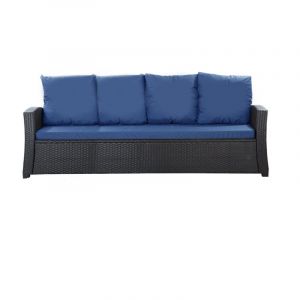 Coussins de chaise de jardin 2 pcs Coussin d'assise 56x52x7+56x50 bleu foncé Coussins pour salon de jardin Coussins de fauteuil en rotin - dark blue