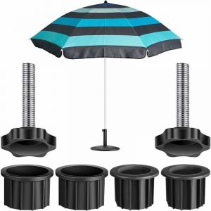 2 Ensembles Umbrella Stand Parts avec Vis Parapluie, Vis Parasol Pi&egrave;ces Tube pour Pied de Parasol Fil Serrage Bouton Noir s'adapte aux Poteaux 2,17