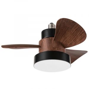 Perenz - Ventilateur plafond noyer – led 15W, pales abs, 3 vitesses, silencieux, télécommande, E27, Ø36cm, design naturel