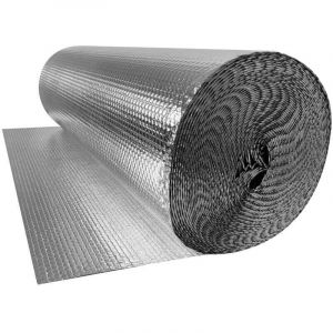 Film isolant conducteur thermique pour toitures et murs, double film &agrave; bulles d'aluminium, coton isolant, 10 m x 1 m