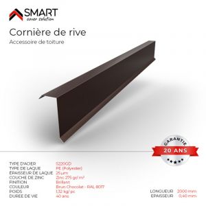 Cornière de rive - bac acier - tôle de couverture - Toiture - H12 Brun Chocolat ral 8017 L=2m