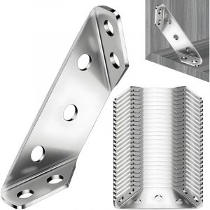 Lot De 20 Equerre D'assemblage,Connecteurs D'angle,Bracelet D'angle Trap&eacute;zo&iuml;dal En M&eacute;tal,Equerre Fixation Inox,Equerre,&Eacute;querre De Fixation,Equerre