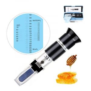 Hhtec apiculteurs Réfractomètre de Miel 58-90% brix 10-33% d'eau humides Sucre pour déterminer la teneur en Sucre de Miel Huile végétale Sirup Melasse