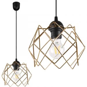 Suspension Cloche Stella 1 Plaque Abat-Jour Dor&eacute; E27