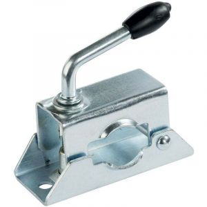 Bride acier pour fixation roue jockey, diam. 48 mm, avec poign&eacute;e de blocage