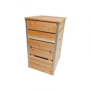 Composteur 148L steel Petit modèle - Composteur en bois non traité - 50cm x 45cm x 82cm