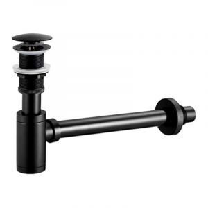 Odipie - jamais UTILISÉ]Siphon de lavabo avec bonde Siphon universel et bonde d'écoulement de salle de bain plein pour lavabo noir mat 1/4 x 30 mm