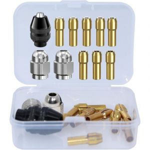 Lot de 11 Mandrins de Perçage, Mandrin Dremel 4486, Pinces de Serrage 4485, Têtes de Serrage en Laiton à Changement Rapide pour Dremel 4000, Trio et