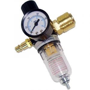 R&eacute;ducteur de pression Unit&eacute; d'entretien d'air comprim&eacute; R&eacute;gulateur de pression 1/4" avec s&eacute;parateur d'eau et raccords rapides allemands pour filtre de
