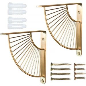 Support Triangulaire Flottant, 2 Pièces Support D'étagère Forme D'éventail, Supports d'Angle en Fer Muraux, Renfort d'Angle de Support d'Étagère pour