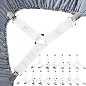 Paquet de 15 sangles de drap-housse, tendeur de drap-housse r&eacute;glable pour drap-housse, attache triangulaire pour draps de lit, coussin de canap&eacute;,