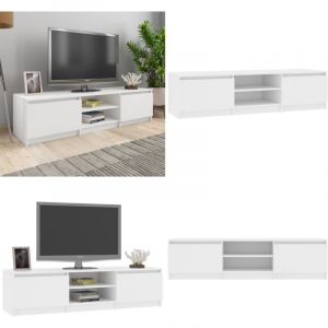 Meuble tv Blanc 140x40x35,5 cm Bois d'ingénierie - Meuble Tv - Meuble Téléviseur - Rangement Tv - Unité Tv - Console Tv - Home & Living