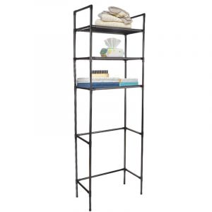 Haloyo® Étagère de toilette, Support de rangement de toilette à 3 niveaux, Meuble étagère dessus WC, 150x50x26cm, noir