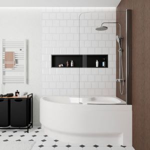 160x100 cm Fortuna Plus baignoire d'angle en acrylique, droite + tablier + pare-baignoire + pieds, blanc (FO1600PPLUS-SETP1) - Siko