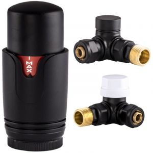 Robinet Thermostatique de Radiateur 3 Voies en Laiton Noir Granitan 1/2"