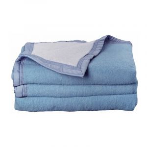 Couverture 100% Pure Laine Vierge Double face 'Volta' 500 gr/m&sup2; Toison D'or Volta Myosotis Ciel - 220 x 240 cm
