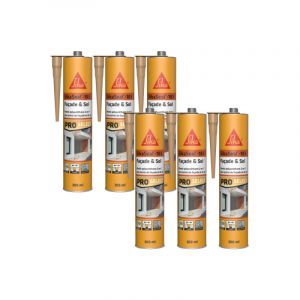 Lot de 6 mastics polyuréthane 2 en 1 Sika Sika seal-183 Façade & Sol - Ton pierre - 300ml