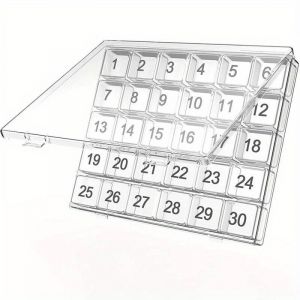 Pilulier mensuel, pilulier &agrave; 30 compartiments, pilulier de voyage, bo&icirc;te &agrave; vitamines et huile de poisson