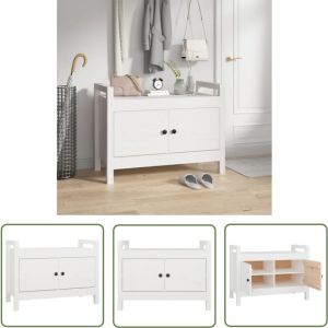 The Living Store - Banc d'entrée Blanc 80x40x60 cm Bois de pin massif - Banc D'entrée - Banc Coffre - Meuble D'entrée - Rangement Intérieur - Banc