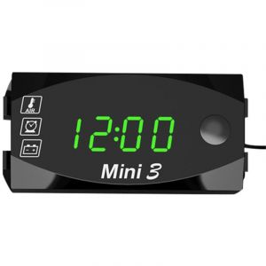 Horloge num&eacute;rique 3 en 1 pour moto (6-30 V CC) + thermom&egrave;tre + voltm&egrave;tre, &eacute;tanche IP67, testeur de batterie, indicateur de niveau de batterie pour