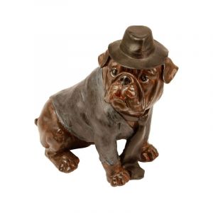 Atmosphera - Statue Chien Assis 'Bulldog' 44cm Cuivre