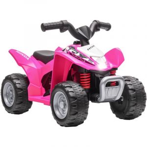 Quad &eacute;lectrique enfant 6 V, vitesse de 2,8 km/h, phares LED, klaxon, poign&eacute;e et selle ergonomique, rose-Rose