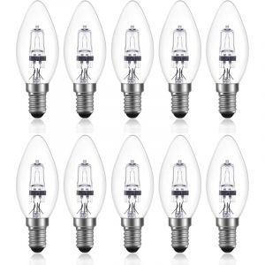 Jusch - 42W E14 C35 Dimmable ampoule halog&egrave;ne ac 220-240V Blanc Chaud 2700K e14 transparante ampoule halogene bougie (10pcs)